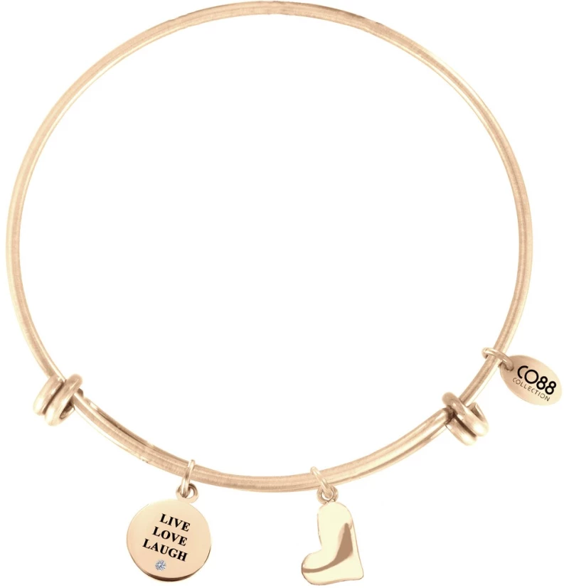 Steel Bracelet Pendants Round Text Heart, Brand CO88 - 8CB-13014