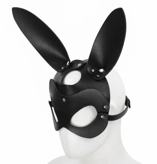Black Leather Bunny Mask O/S