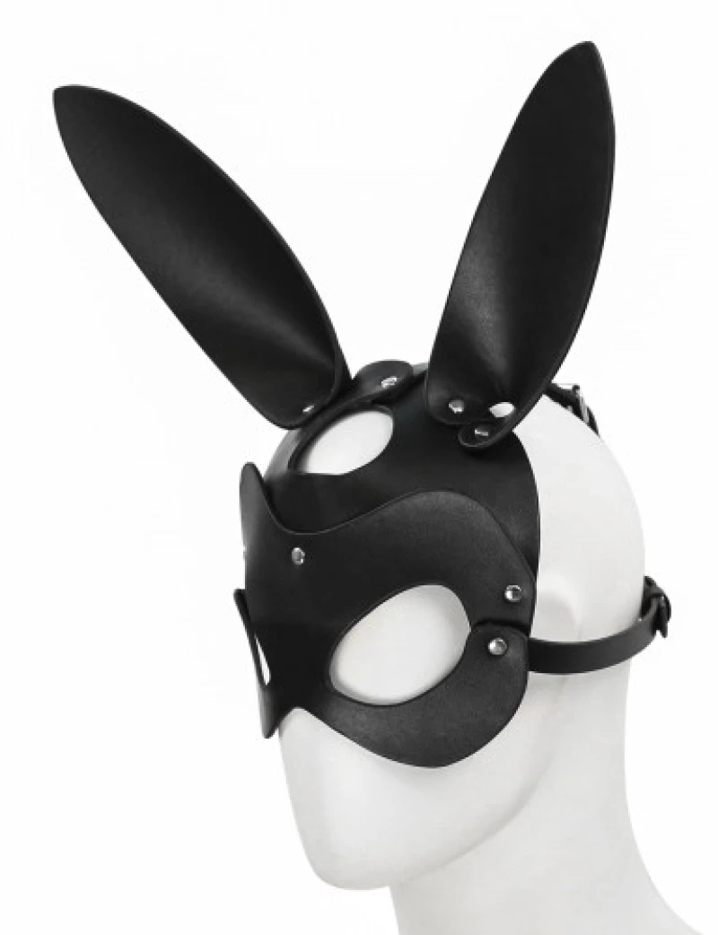 Black Leather Bunny Mask O/S