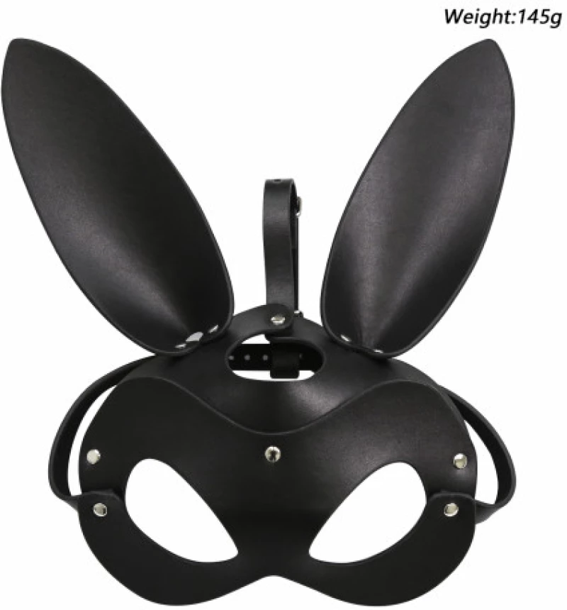 Black Leather Bunny Mask O/S
