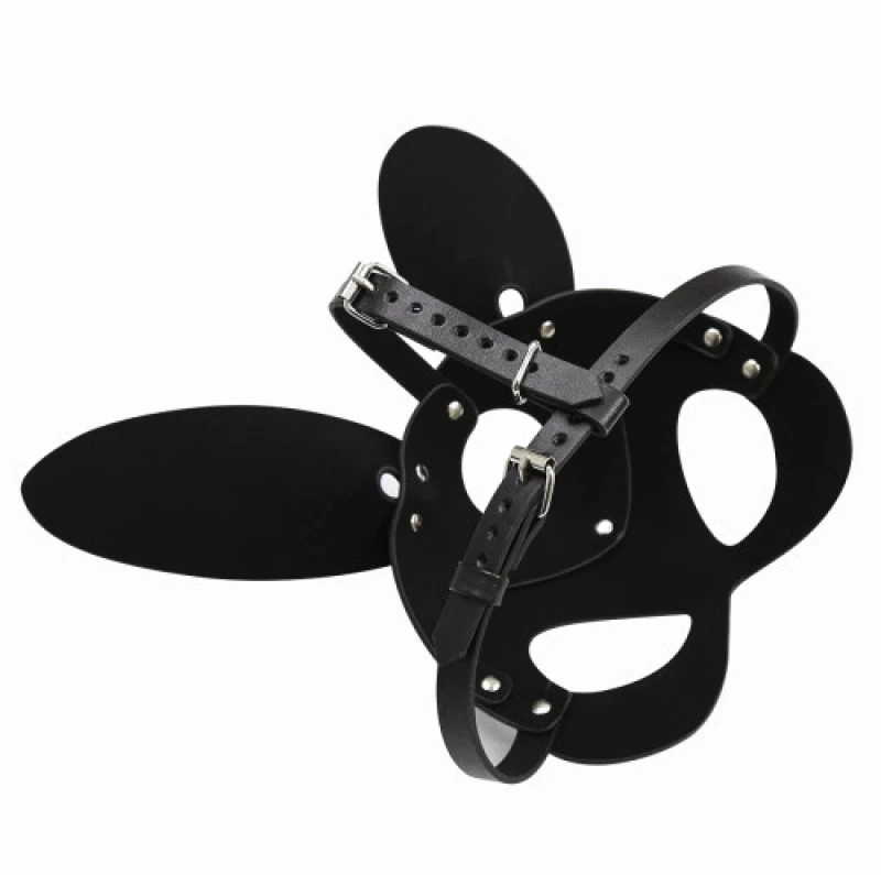 Black Leather Bunny Mask O/S