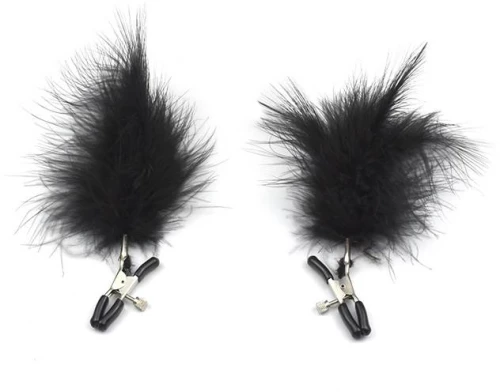 Black Feather Nipple Clips