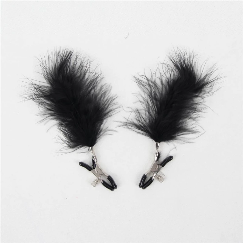 Black Feather Nipple Clips