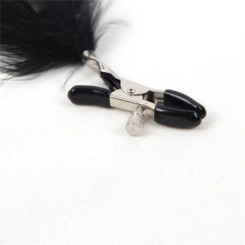 Black Feather Nipple Clips