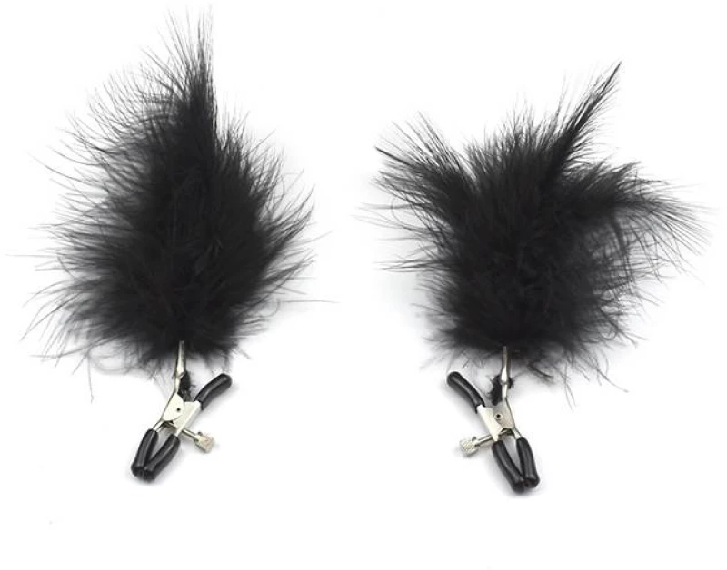 Black Feather Nipple Clips