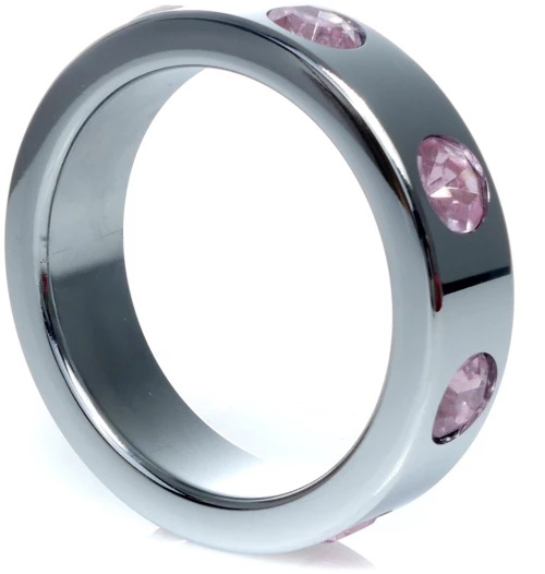 Metal Cock Ring with Rose Diamonds Large