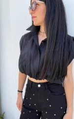 Πουκάμισο Γυναικείο Cropped Black