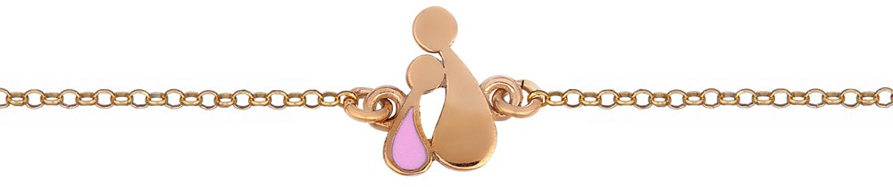 Ασημένιο Βραχιόλι Οικογένεια ( Μαμά, Κορίτσι ) Χρύσωμα Κ18 / ABR-E40691GG1