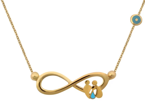 Ασημένιο Κολιέ Άπειρο Οικογένεια ( Μπαμπάς, Μαμά, Αγόρι, Ματάκι ) Χρύσωμα Κ18 / AK-H5431BG1