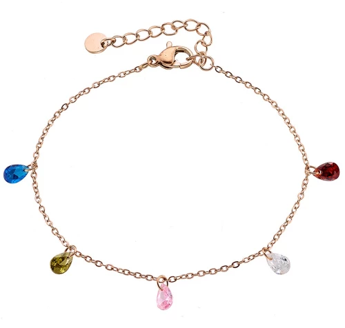 Βραχιόλι Multi Color Stones Από Ατσάλι 316L σε Ρόζ Χρώμα / ABR-ART00960R1