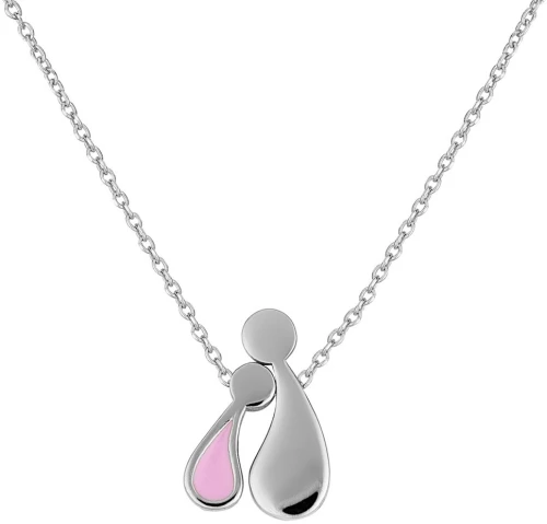 Κολιέ Οικογένεια ( Μαμά, Κορίτσι ) σε Ασήμι 925 με Επιπλατίνωμα / VERORAMA / AK-5069M1GL