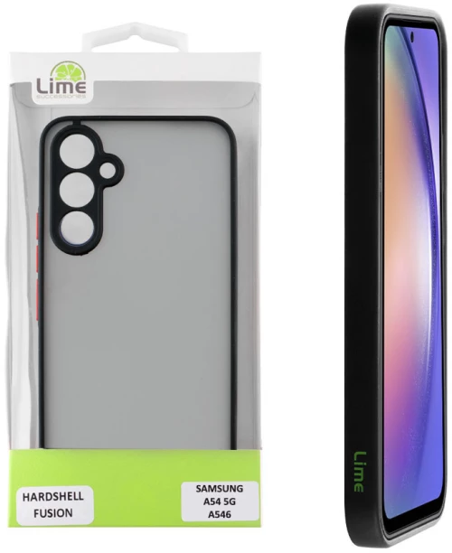 LIME ΘΗΚΗ SAMSUNG A54 5G A546 6.6" HARDSHELL FUSION FULL CAMERA PROTECTION BLACK WITH RED KEYS LIME SUCCESSORIES Μαύρο Pc TPU