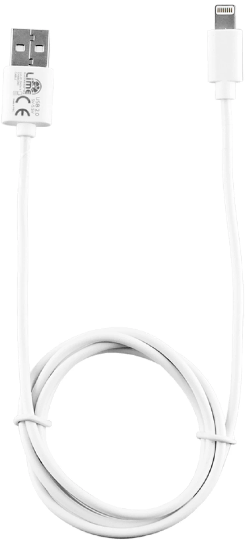 LIME LIGHTNING LONG USB 2.4A ΦΟΡΤΙΣΗΣ-DATA 1m LUL01 WHITE LIME SUCCESSORIES UNIVERSAL Lightning 'Ασπρο Ναι 1.0m USB 2.0