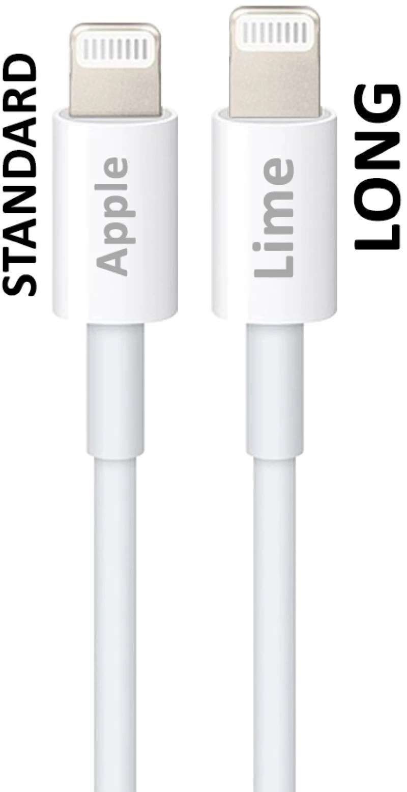 LIME LIGHTNING LONG USB 2.4A ΦΟΡΤΙΣΗΣ-DATA 1m LUL01 WHITE LIME SUCCESSORIES UNIVERSAL Lightning 'Ασπρο Ναι 1.0m USB 2.0