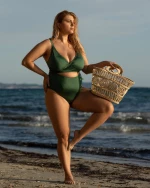Γυναικείο Plus Size μαγιό ολόσωμο Rock Club - Μαύρο - Κρουαζέ - Cup D/E