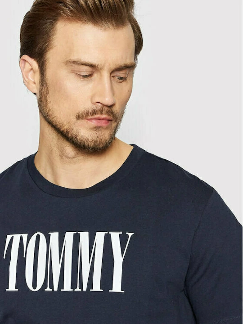 Ανδρικό T-shirt Tommy Hilfiger - Navy Ελαστικό με κοντό μανίκι - Βαμβακερό