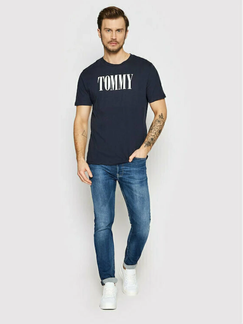 Ανδρικό T-shirt Tommy Hilfiger - Navy Ελαστικό με κοντό μανίκι - Βαμβακερό