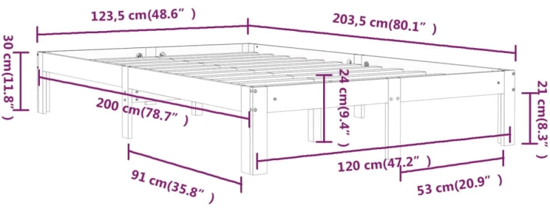 ΠΛΑΙΣΙΟ ΚΡΕΒΑΤΙΟΥ ΛΕΥΚΟ 120 X 200 ΕΚ. ΑΠΟ ΜΑΣΙΦ ΞΥΛΟ ΠΕΥΚΟΥ 810361