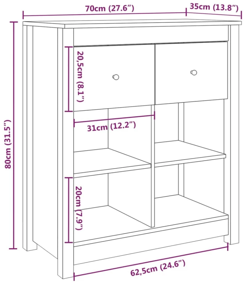 ΜΠΟΥΦΕΣ ΓΚΡΙ 70 X 35 X 80 ΕΚ. ΑΠΟ ΜΑΣΙΦ ΞΥΛΟ ΠΕΥΚΟΥ 813766