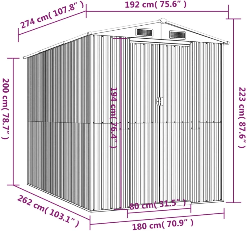 ΑΠΟΘΗΚΗ ΚΗΠΟΥ ΑΝΘΡΑΚΙ 192X274X223 ΕΚ. ΓΑΛΒΑΝΙΣΜΕΝΟ ΑΤΣΑΛΙ 3147450