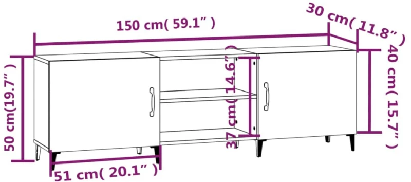 ΈΠΙΠΛΟ ΤΗΛΕΟΡΑΣΗΣ ΓΚΡΙ SONOMA 150X30X50 ΕΚ. ΑΠΟ ΕΠΕΞΕΡΓ. ΞΥΛΟ 817505