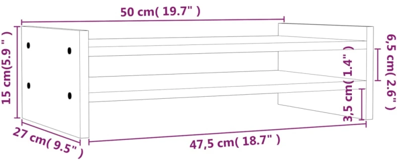 ΒΑΣΗ ΟΘΟΝΗΣ 50 X 27 X 15 ΕΚ. ΑΠΟ ΜΑΣΙΦ ΞΥΛΟ ΠΕΥΚΟΥ 814019
