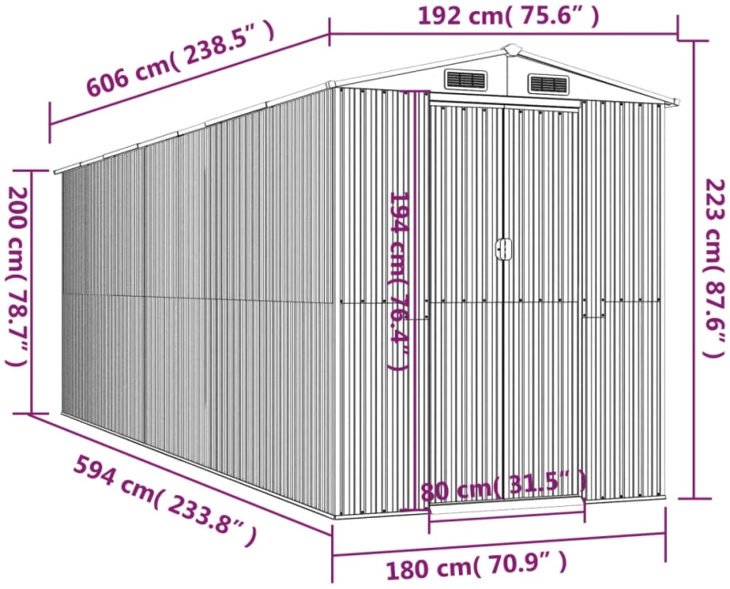 ΑΠΟΘΗΚΗ ΚΗΠΟΥ ΠΡΑΣΙΝΗ 192X606X223 ΕΚ. ΓΑΛΒΑΝΙΣΜΕΝΟ ΑΤΣΑΛΙ 3147432