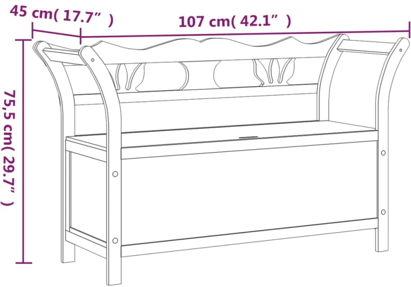 ΠΑΓΚΟΣ ΓΚΡΙ 107 X 45 X 75,5 ΕΚ. ΑΠΟ ΜΑΣΙΦ ΞΥΛΟ ΕΛΑΤΗΣ 351775