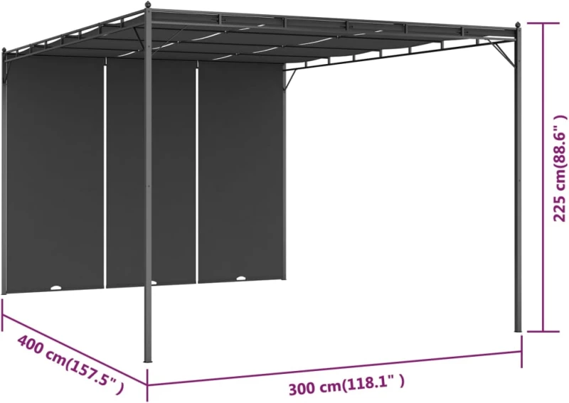 ΚΙΟΣΚΙ ΚΗΠΟΥ ΑΝΘΡΑΚΙ 4 X 3 X 2,25 Μ. ΜΕ ΠΛΑΪΝΗ ΚΟΥΡΤΙΝΑ 47996