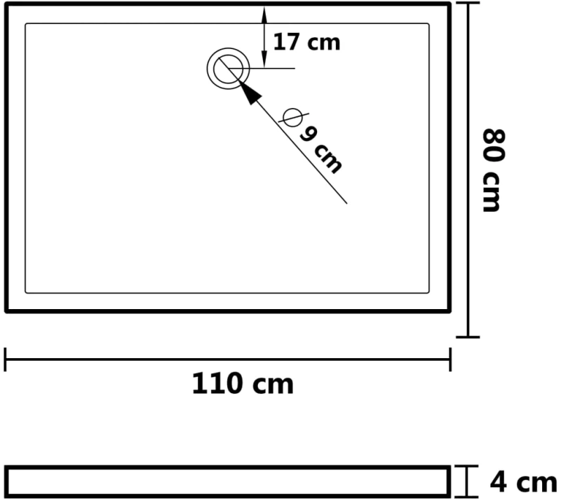 ΒΑΣΗ ΝΤΟΥΖΙΕΡΑΣ ΟΡΘΟΓΩΝΙΑ ΛΕΥΚΗ 80 X 110 ΕΚ. ΑΠΟ ABS 148909