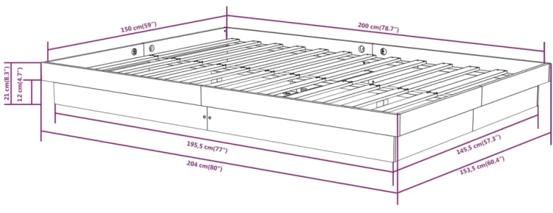 ΠΛΑΙΣΙΟ ΚΡΕΒΑΤΙΟΥ ΛΕΥΚΟ 150 X 200 ΕΚ. ΑΠΟ ΜΑΣΙΦ ΞΥΛΟ 5FT KING 819913