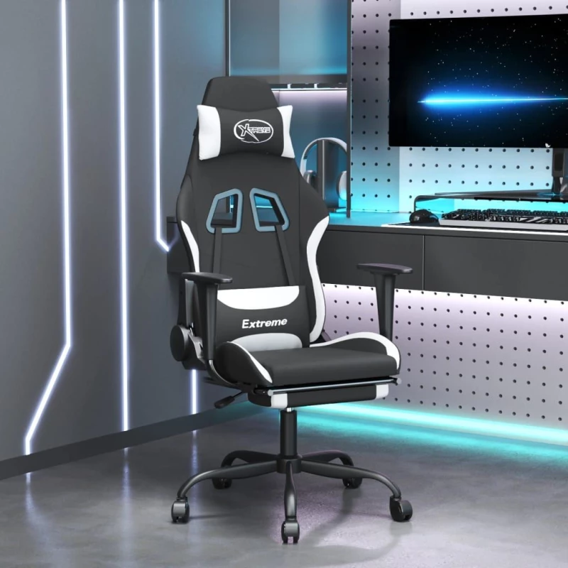 ΚΑΡΕΚΛΑ GAMING ΠΕΡΙΣΤΡΕΦΟΜΕΝΗ & ΥΠΟΠΟΔΙΟ ΜΑΥΡΗ/ΛΕΥΚΗ ΥΦΑΣΜΑΤΙΝΗ 345488