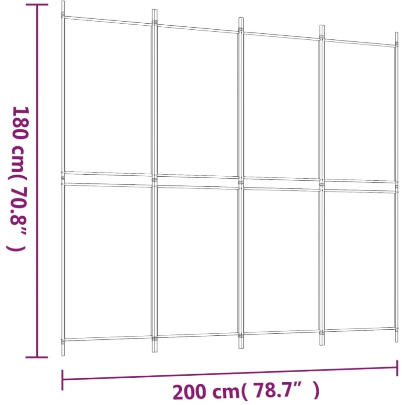 ΔΙΑΧΩΡΙΣΤΙΚΟ ΔΩΜΑΤΙΟΥ ΜΕ 4 ΠΑΝΕΛ ΜΑΥΡΟ 200X180 ΕΚ. ΑΠΟ ΎΦΑΣΜΑ 350217