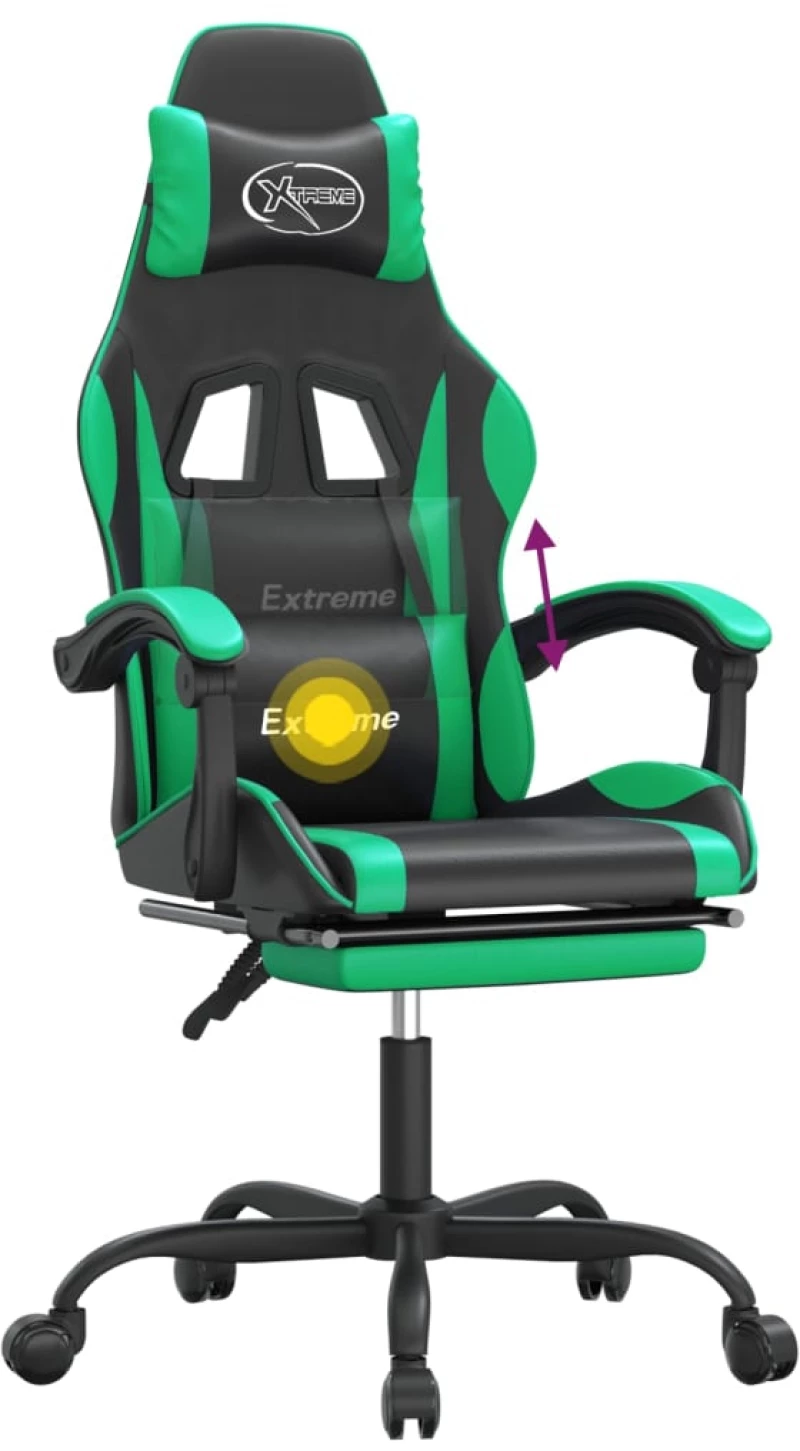 ΚΑΡΕΚΛΑ GAMING ΠΕΡΙΣΤΡ. ΥΠΟΠΟΔΙΟ ΜΑΥΡΟ/ΠΡΑΣΙΝΟ ΣΥΝΘΕΤΙΚΟ ΔΕΡΜΑ 349582