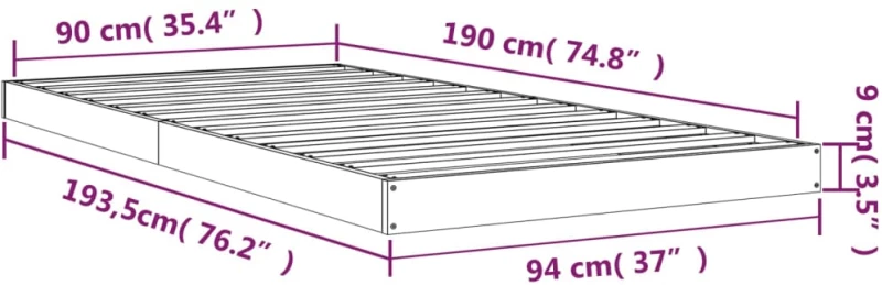 ΠΛΑΙΣΙΟ ΚΡΕΒΑΤΙΟΥ ΛΕΥΚΟ 90X190 ΕΚ. ΜΑΣΙΦ ΞΥΛΟ ΠΕΥΚΟΥ 3FT SINGLE 823480