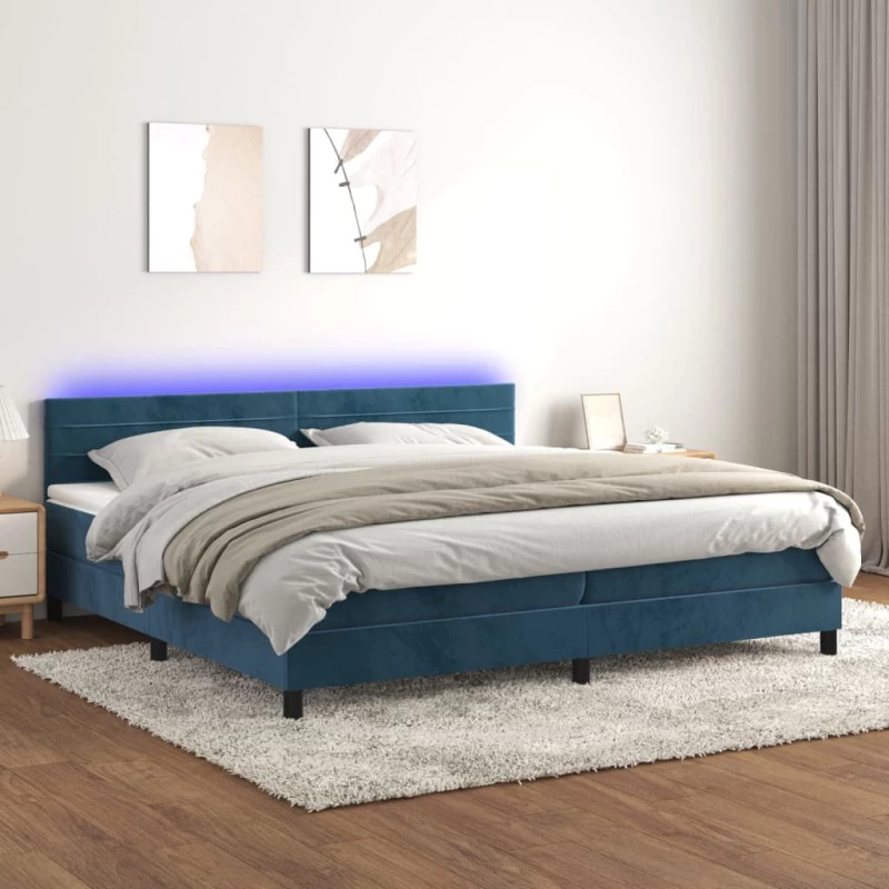ΚΡΕΒΑΤΙ BOXSPRING ΜΕ ΣΤΡΩΜΑ & LED ΣΚ. ΜΠΛΕ 200X200ΕΚ. ΒΕΛΟΥΔΙΝΟ 3134487