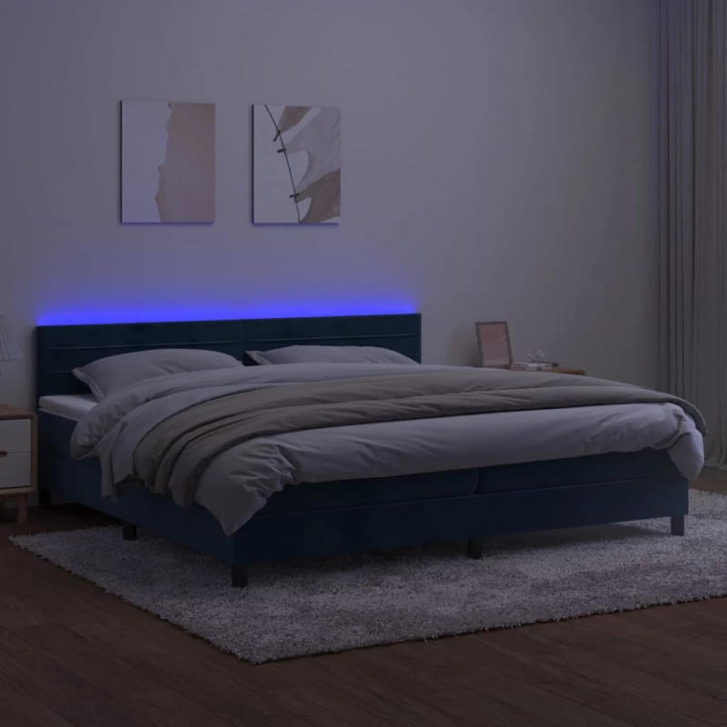 ΚΡΕΒΑΤΙ BOXSPRING ΜΕ ΣΤΡΩΜΑ & LED ΣΚ. ΜΠΛΕ 200X200ΕΚ. ΒΕΛΟΥΔΙΝΟ 3134487