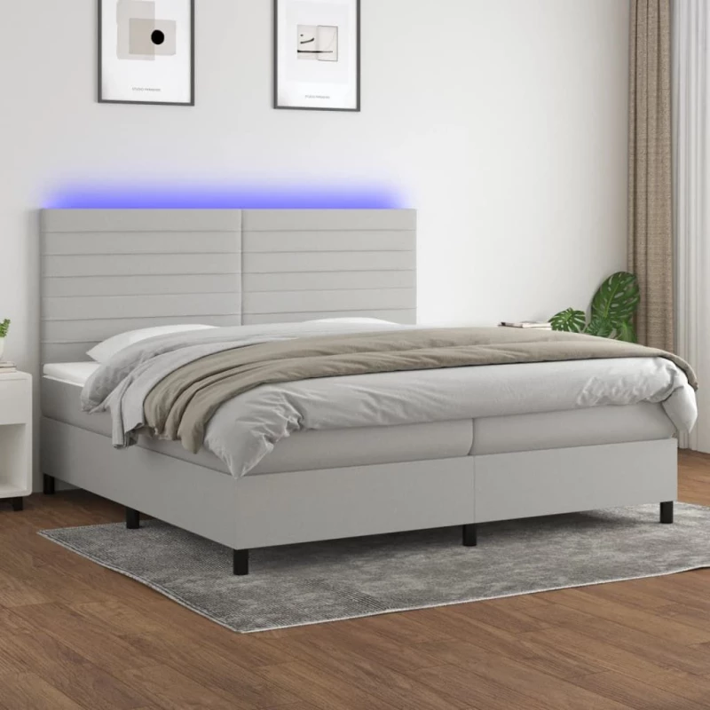 ΚΡΕΒΑΤΙ BOXSPRING ΜΕ ΣΤΡΩΜΑ & LED ΑΝ.ΓΚΡΙ 200X200ΕΚ. ΥΦΑΣΜΑΤΙΝΟ 3134981