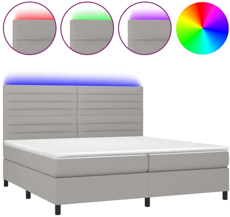 ΚΡΕΒΑΤΙ BOXSPRING ΜΕ ΣΤΡΩΜΑ & LED ΑΝ.ΓΚΡΙ 200X200ΕΚ. ΥΦΑΣΜΑΤΙΝΟ 3134981