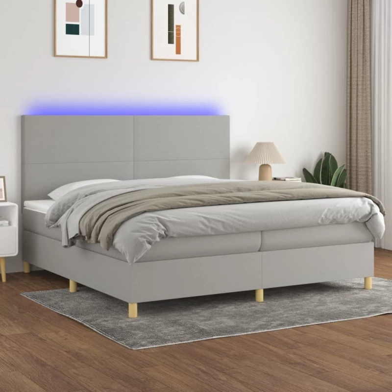ΚΡΕΒΑΤΙ BOXSPRING ΜΕ ΣΤΡΩΜΑ & LED ΑΝ.ΓΚΡΙ 200X200ΕΚ. ΥΦΑΣΜΑΤΙΝΟ 3135301