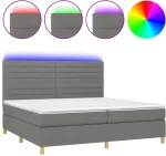 ΚΡΕΒΑΤΙ BOXSPRING ΜΕ ΣΤΡΩΜΑ & LED ΣΚ.ΓΚΡΙ 200X200ΕΚ. ΥΦΑΣΜΑΤΙΝΟ 3135542