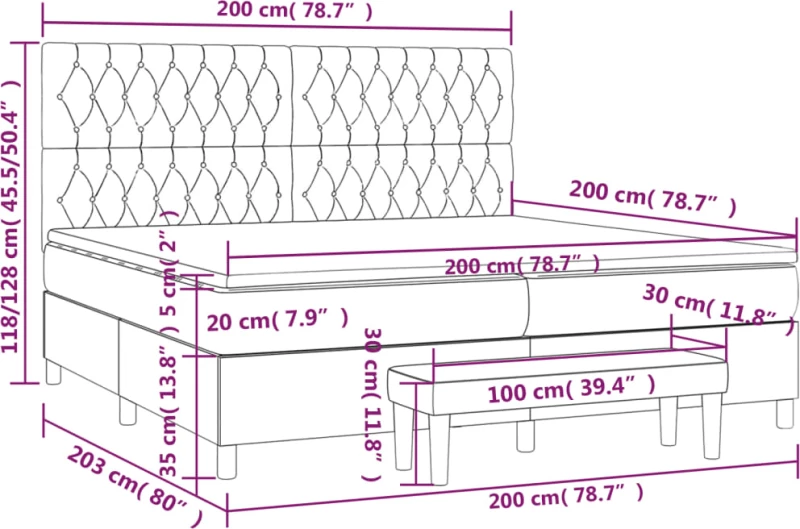 ΚΡΕΒΑΤΙ BOXSPRING ΜΕ ΣΤΡΩΜΑ ΑΝΟΙΧΤΟ ΓΚΡΙ 200X200 ΕΚ. ΥΦΑΣΜΑΤΙΝΟ 3136861