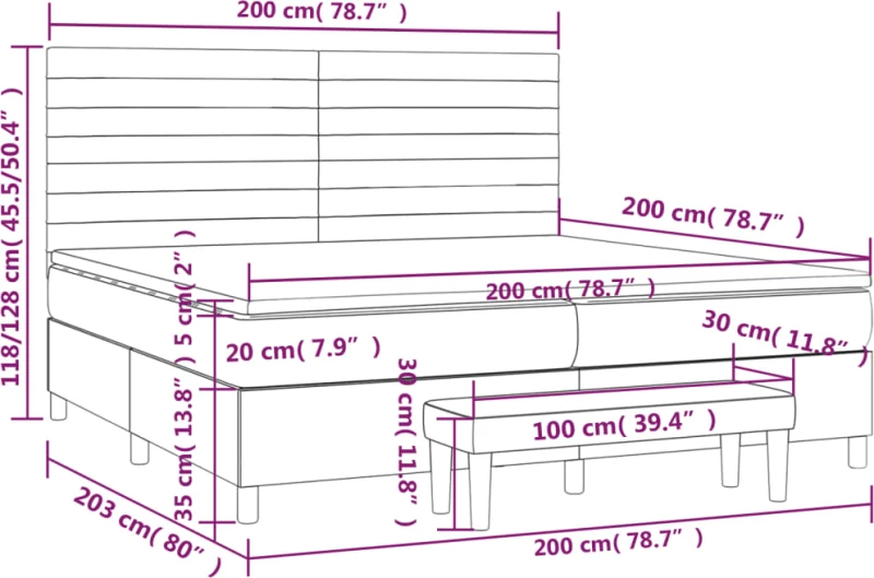 ΚΡΕΒΑΤΙ BOXSPRING ΜΕ ΣΤΡΩΜΑ ΑΝΟΙΧΤΟ ΓΚΡΙ 200X200 ΕΚ. ΥΦΑΣΜΑΤΙΝΟ 3137261