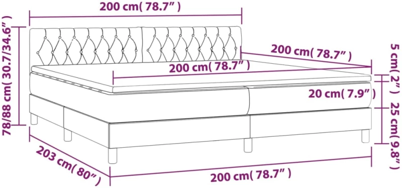 ΚΡΕΒΑΤΙ BOXSPRING ΜΕ ΣΤΡΩΜΑ ΣΚΟΥΡΟ ΚΑΦΕ 200X200 ΕΚ. ΥΦΑΣΜΑΤΙΝΟ 3140884
