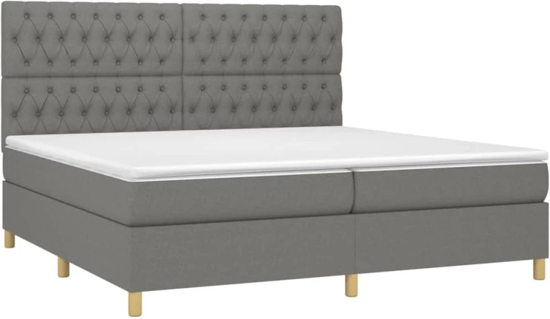 ΚΡΕΒΑΤΙ BOXSPRING ΜΕ ΣΤΡΩΜΑ ΣΚΟΥΡΟ ΓΚΡΙ 200X200 ΕΚ. ΥΦΑΣΜΑΤΙΝΟ 3142602