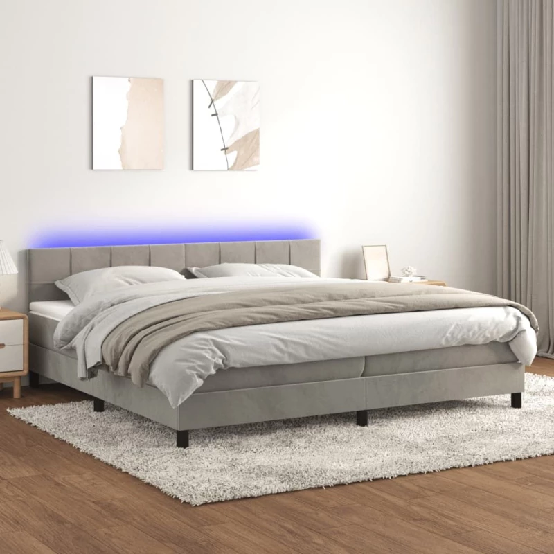 ΚΡΕΒΑΤΙ BOXSPRING ΜΕ ΣΤΡΩΜΑ & LED ΑΝ.ΓΚΡΙ 200X200 ΕΚ. ΒΕΛΟΥΔΙΝΟ 3134423