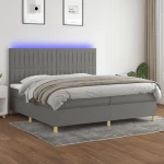 ΚΡΕΒΑΤΙ BOXSPRING ΜΕ ΣΤΡΩΜΑ & LED ΣΚ.ΓΚΡΙ 200X200ΕΚ. ΥΦΑΣΜΑΤΙΝΟ 3135622