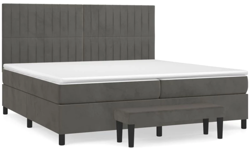 ΚΡΕΒΑΤΙ BOXSPRING ΜΕ ΣΤΡΩΜΑ ΣΚΟΥΡΟ ΓΚΡΙ 200X200 ΕΚ. ΒΕΛΟΥΔΙΝΟ 3137984