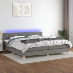 ΚΡΕΒΑΤΙ BOXSPRING ΜΕ ΣΤΡΩΜΑ & LED ΣΚ.ΓΚΡΙ 200X200ΕΚ. ΥΦΑΣΜΑΤΙΝΟ 3133902