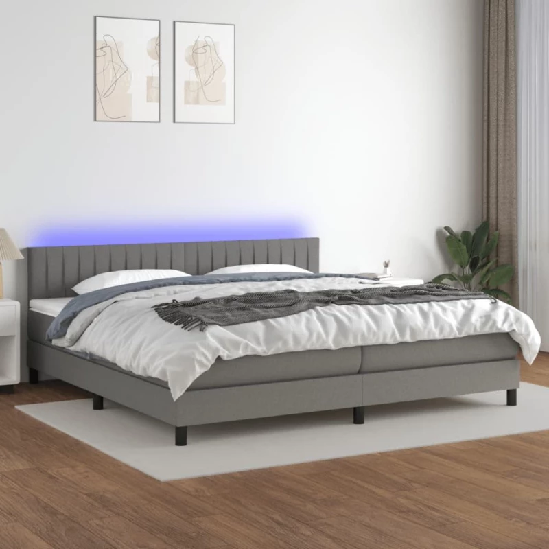 ΚΡΕΒΑΤΙ BOXSPRING ΜΕ ΣΤΡΩΜΑ & LED ΣΚ.ΓΚΡΙ 200X200ΕΚ. ΥΦΑΣΜΑΤΙΝΟ 3133342